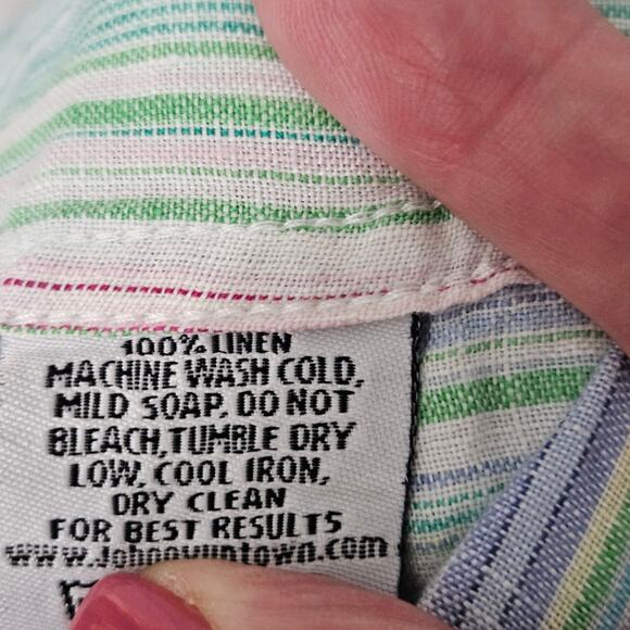 Johnny Uptown Linen Blend Button Down Shirt 2XL Multicolor Stripe Casual - Picture 6 of 13